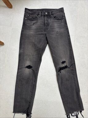 Levi's Slim Straight ripped Black-Grey Washed Jeans